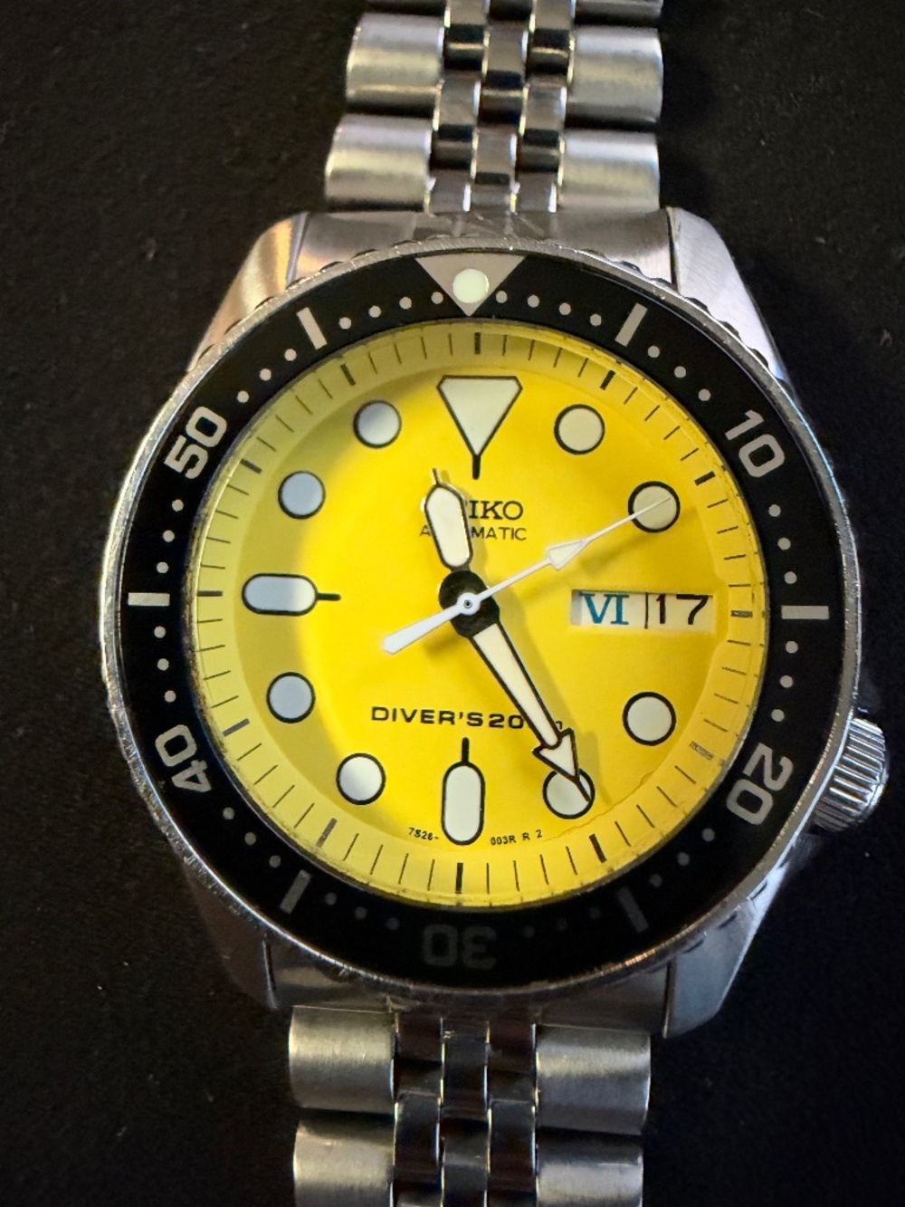 Seiko SKX013 Yellow Dial 38mm Automatic Diver Watch (7S36A Movement)